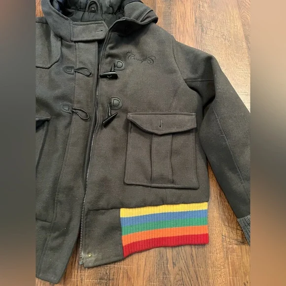 Coogi Australia Spell Out Rainbow Hooded Gray Jacket Coat Womens - Picture 5 of 8